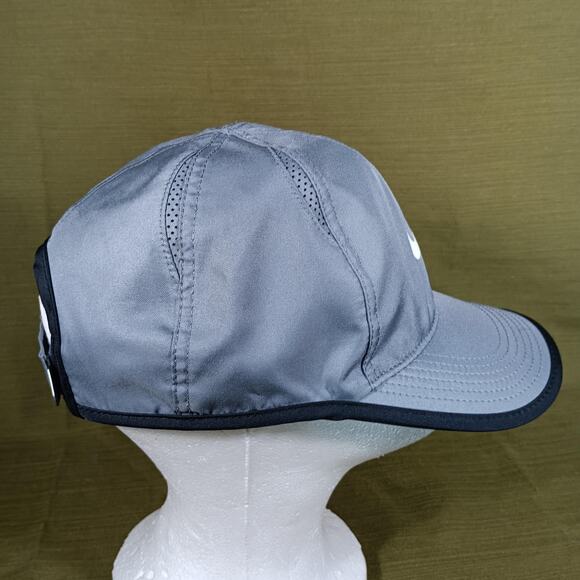 Nike Featherlight Hat Cap Strap Back One Size Gray Black Dri-FIT Running - Picture 4 of 9